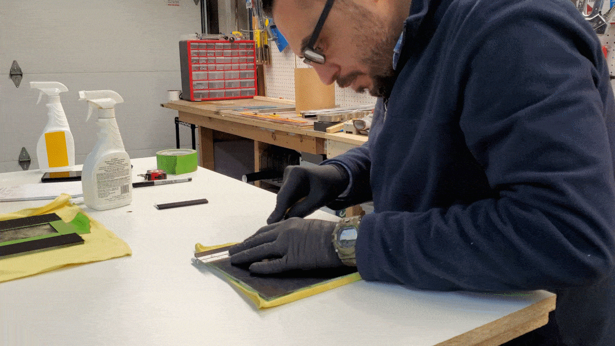 Cut and place vinyl onto glass