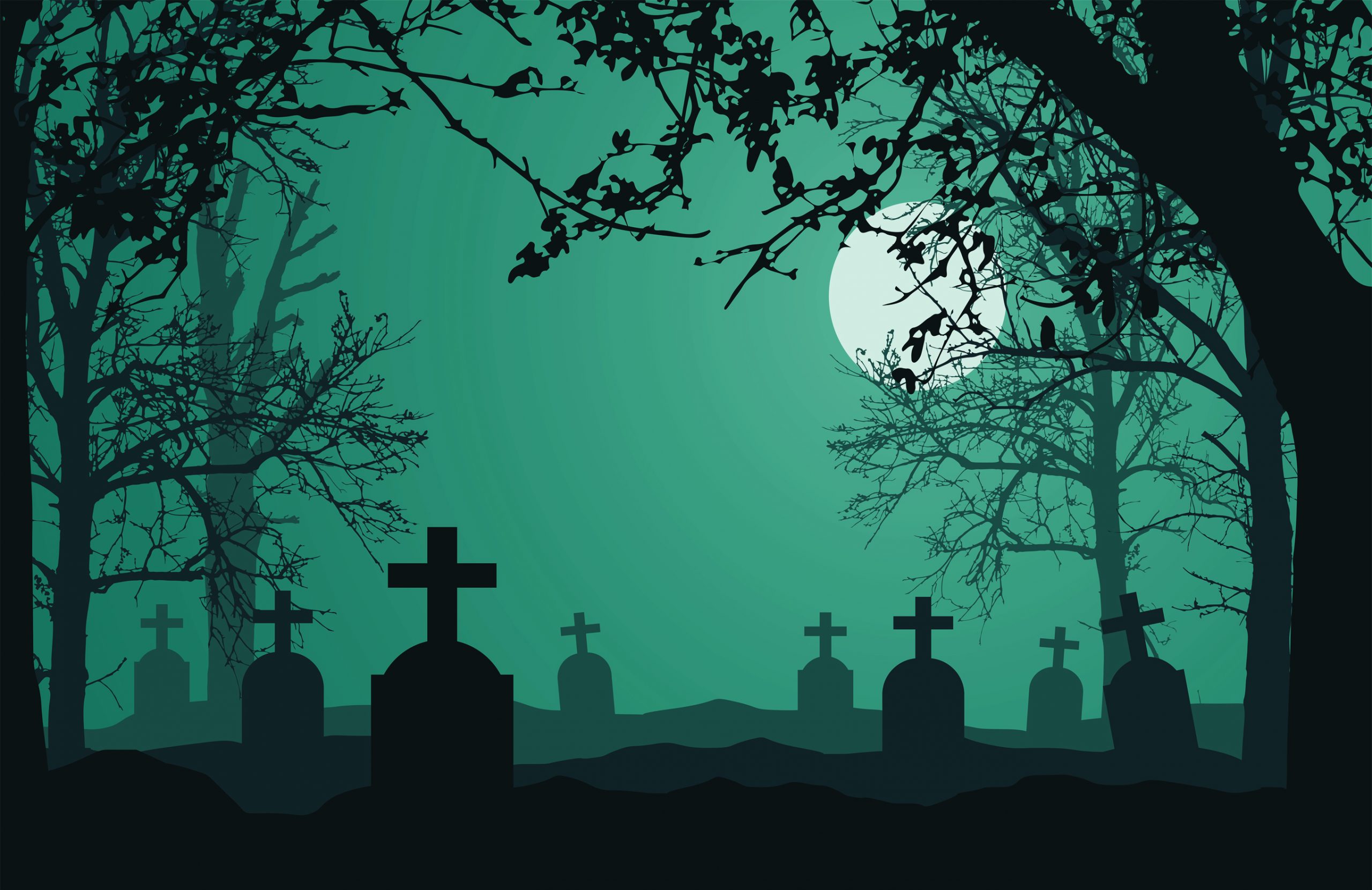 graveyard with full moon