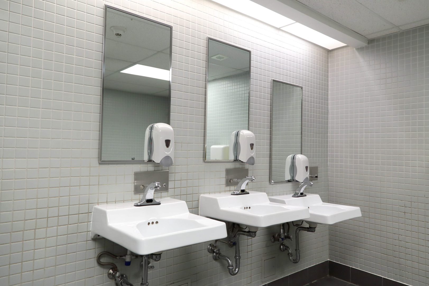Mylar Mirror in a school bathroom. mylar-mirror-school-bathroom