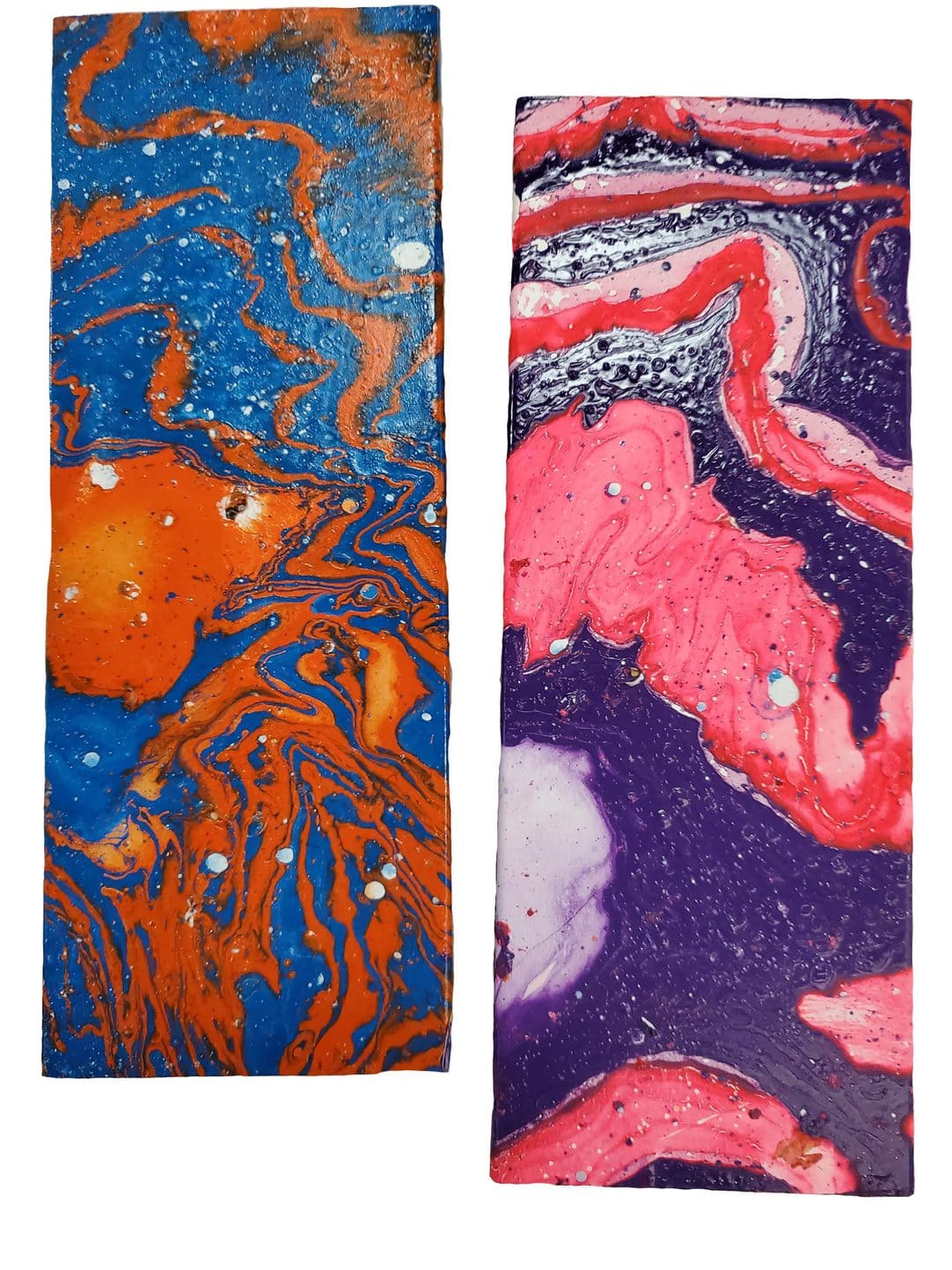 Two Different Frame Samples Hydro Dipped Two Frame Sample with Blue, Orange, Pink, and Purple