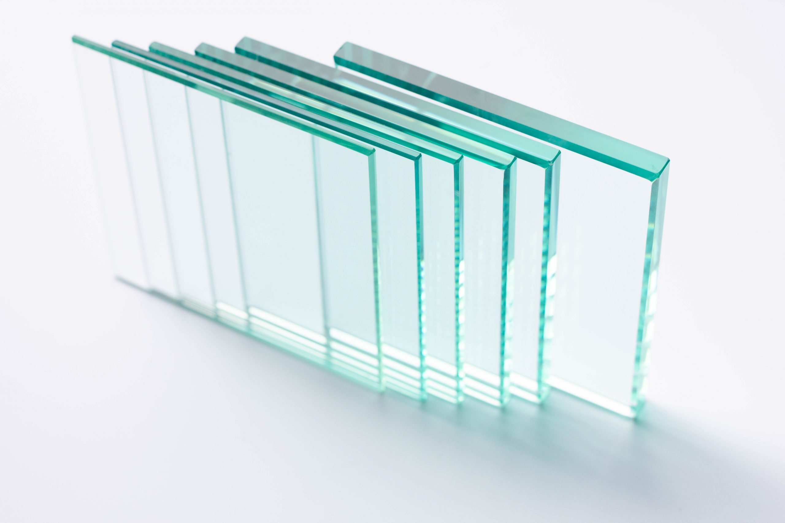 Lined up Glass pieces