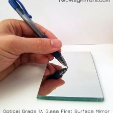 Optical grade first surface mirror for science, engineering, and government projects. Enhanced aluminum coating provides a durable, high reflection surface. Glass First Surface Mirror